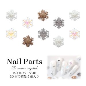 画像1: ネイルパーツ 3D 雪の結晶 5個入り 40